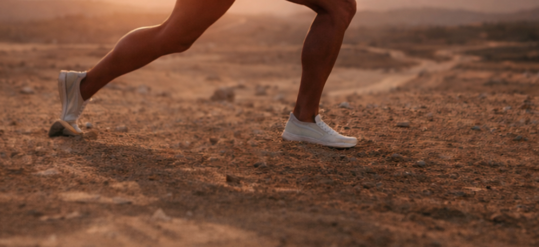 Legs running on sand